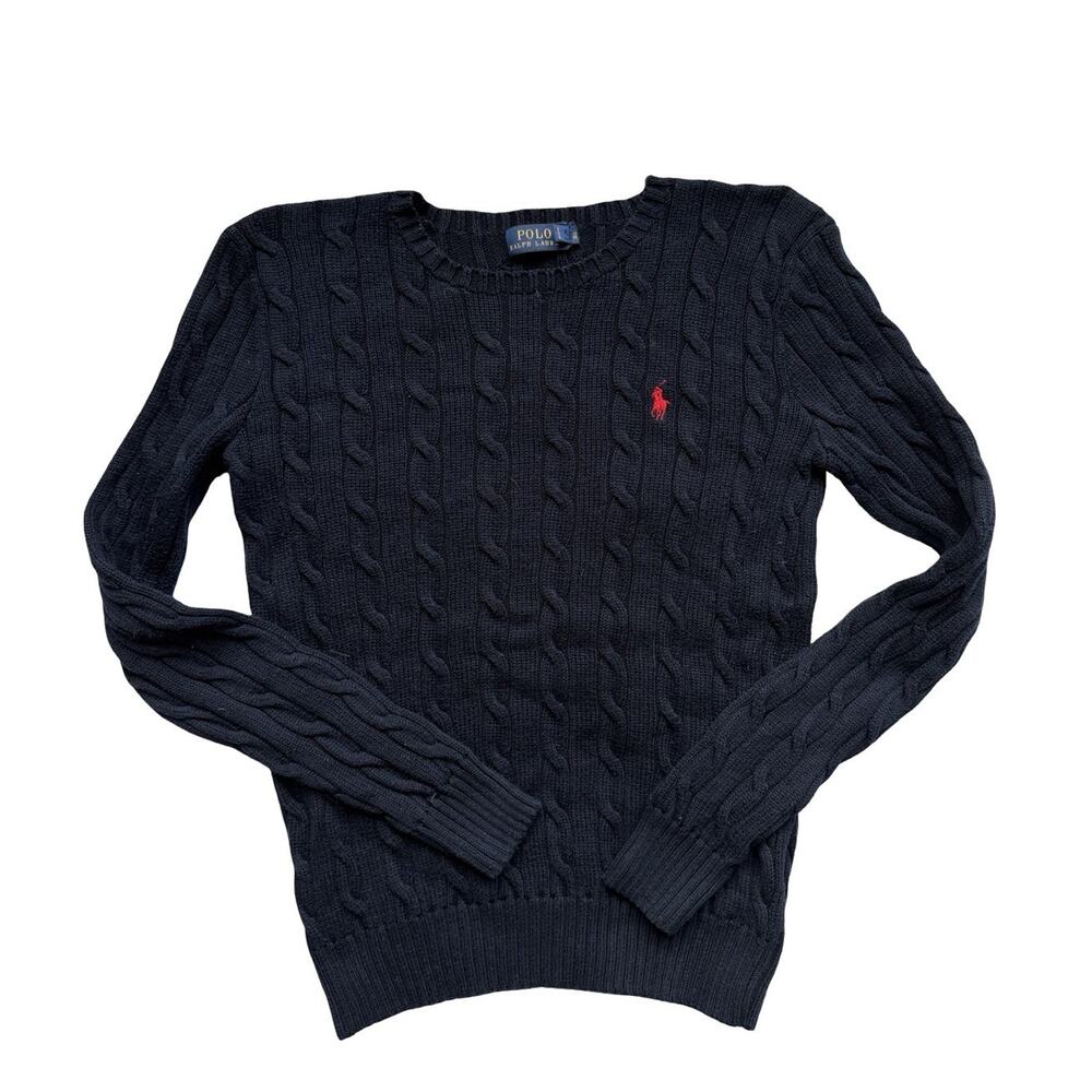 Ralph Lauren Navy Cable Knit Sweater Old Money Aesthetic Size Small - Picture 4 of 8